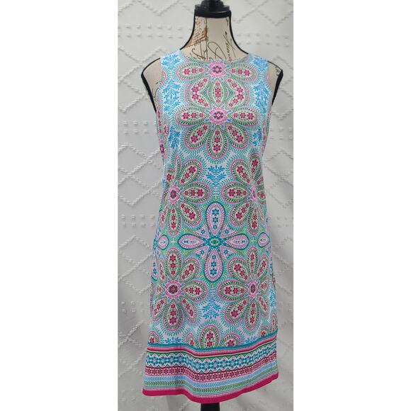 Maggy L Vibrant paisley tank summer sheath dress dress Size 4 Resort wear beachy - Picture 2 of 9
